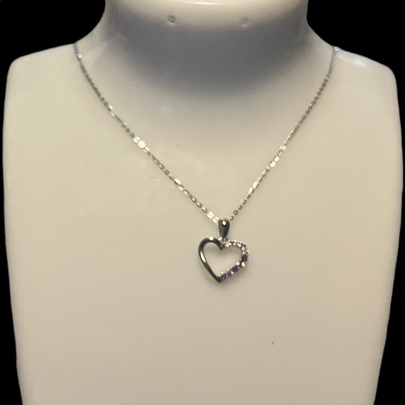 - New 💗Heart Created Pink Sapphire Pendant 925 Sterling Silver Pendant Nec… - Picture 8 of 15